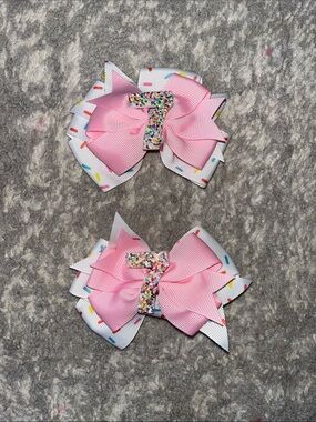 Pink Sprinkle Double-Layer Kids Hair Bows - Pair